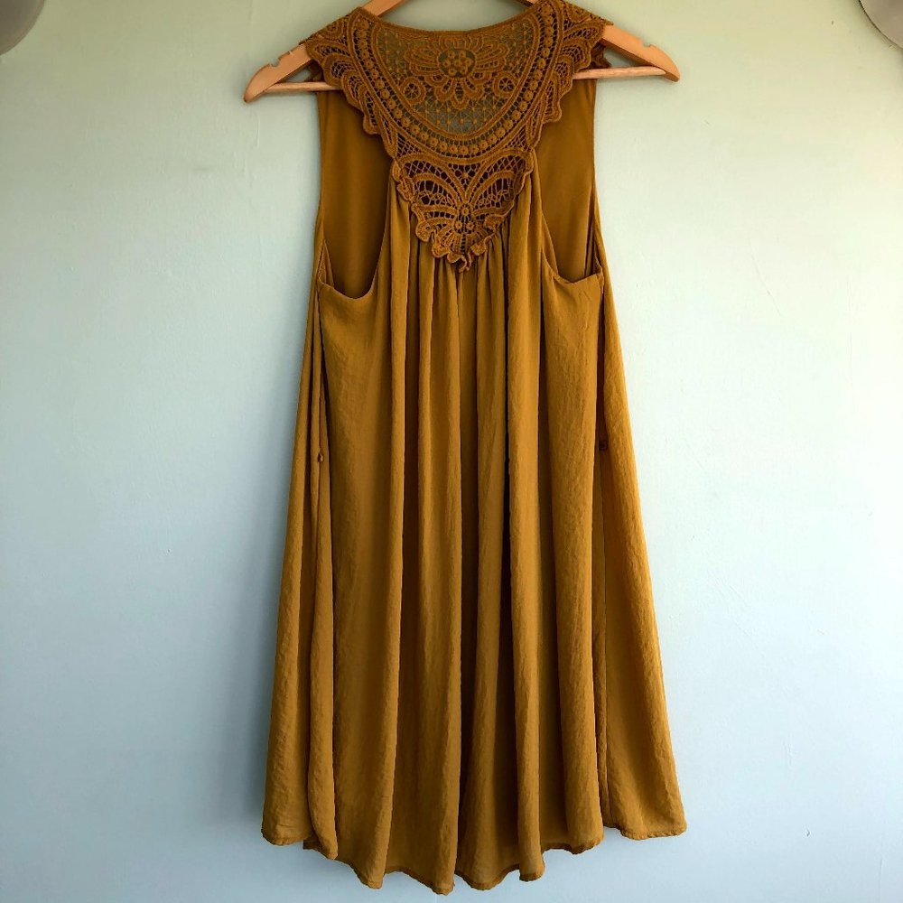Ochre Flowy Dress with back detail!